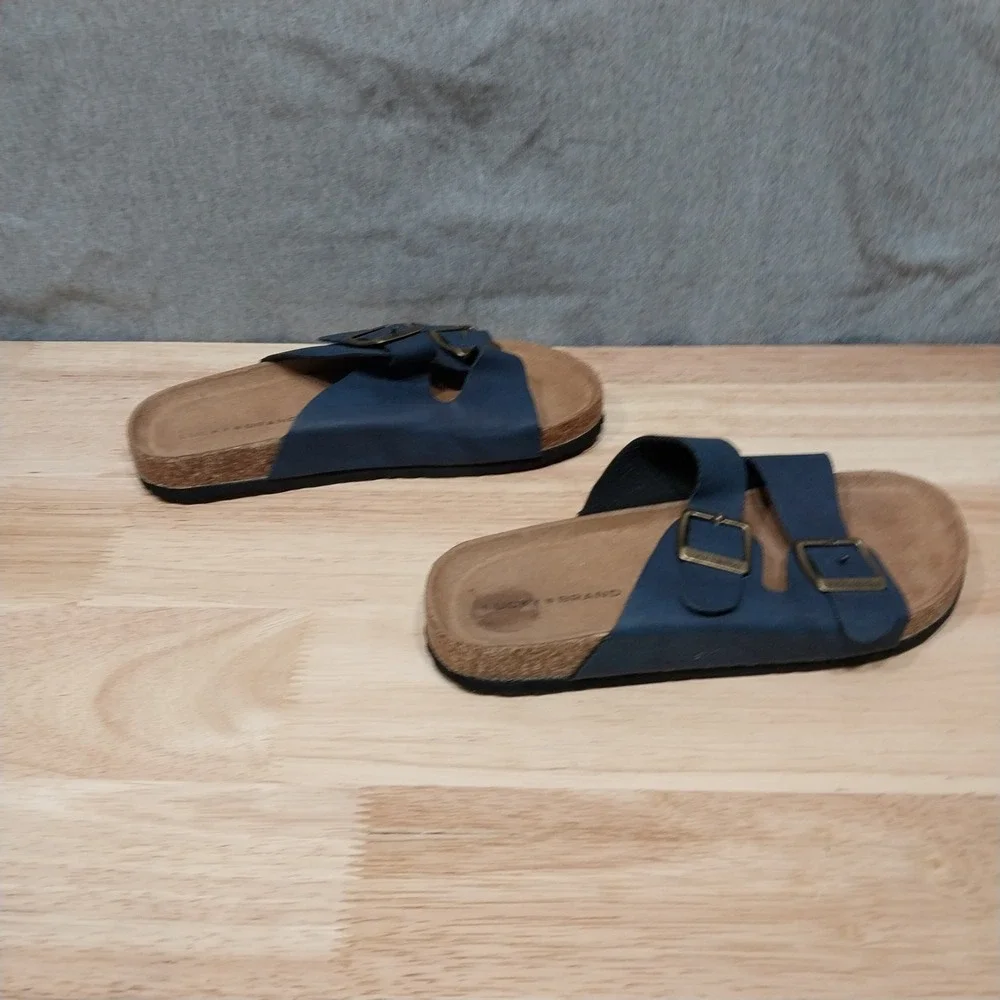 Lucky Brand Kids Slide Sandals Double Buckle Size 2M Navy Blue